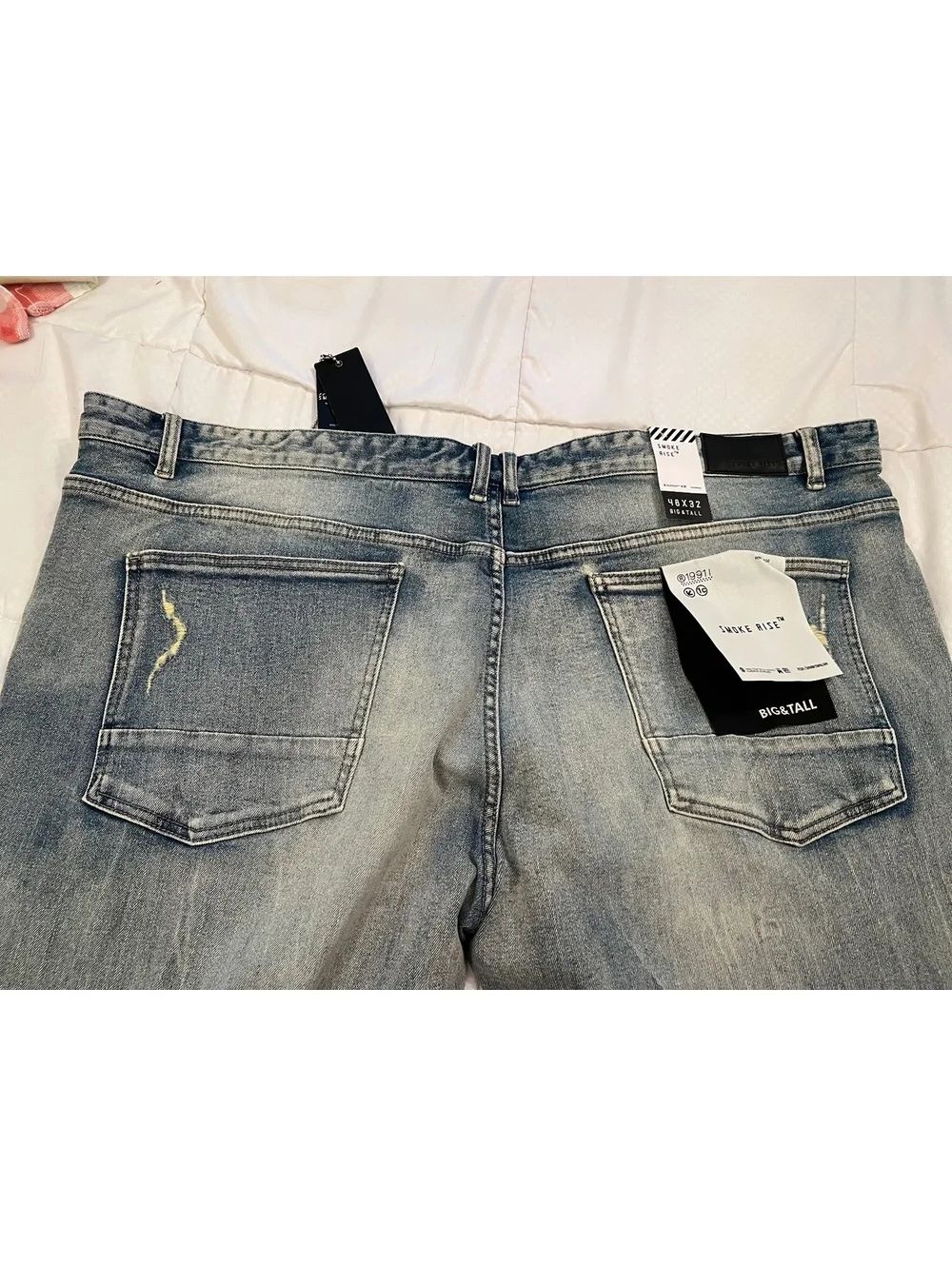 Y2K Distressed patchwork SMOkE RISE Size 48”W x 32” L jeans festival